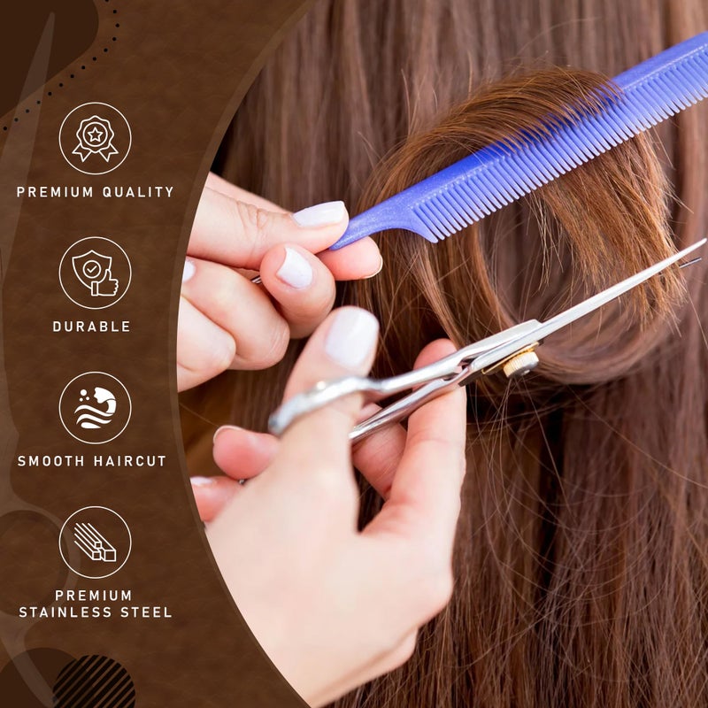 Ruvanti Hair Cutting Scissors - Professional Barber Premium Shears For Salon And Home Use, Sharp & Durbale Stainless Steel Blades for essential hair care & grooming, Comfortable Grip Handles - Image 4